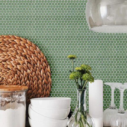 Sea Green Gloss Penny Rounds - Feature Tiles by Stone3 Brisbane