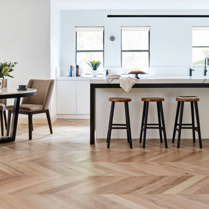 De Marque Oak Timber Flooring - Chevron - Champagne - Stone3 Brisbane