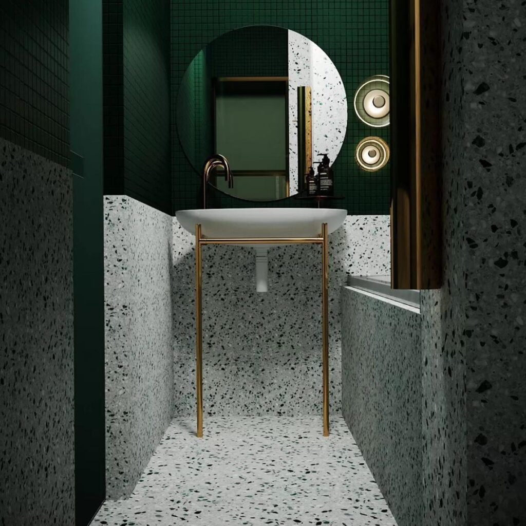 Real Terrazzo tiles in Celtic White and Green by Stone3 Brisbane and Melbourne